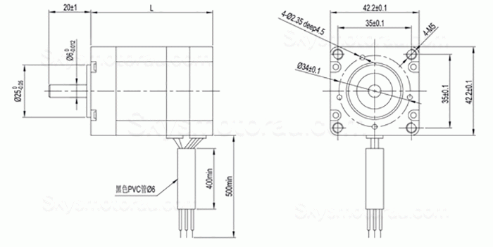 24V/48V 3 Phase Brushless BLDC DC Motor OK42BL 7.5Ncm-260Ncm 4000RPM 42.2x42.2mm